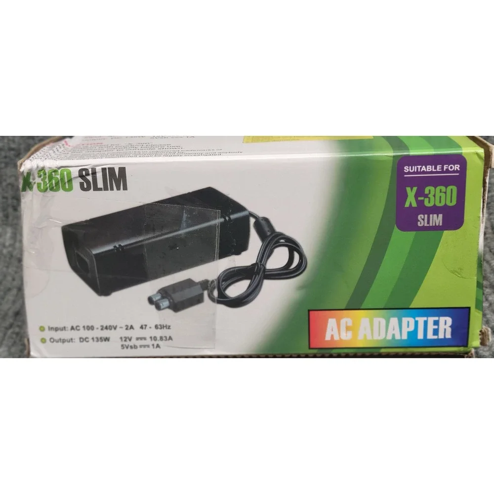 X-360 Slim AC Adapter Power Supply Brick 135W Replacement Cord YZC-360-003 Black